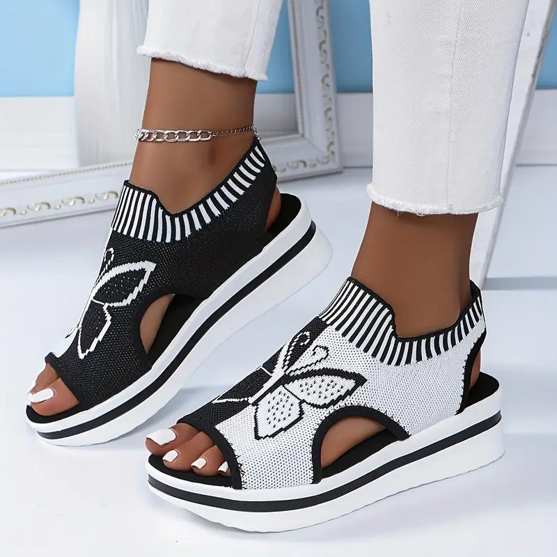 Women'S Summer Platform Sandals - Thick Platform Heel, Slip-On Open-Toe Shoes with Cushioned TPR